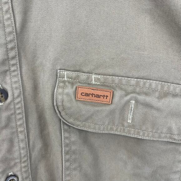 Carhartt Men’s Thick Work Shirt Size Lg Tall Beige Outdoors Workwear Rugged - Picture 2 of 13